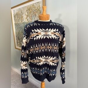 CHAPS Ralph Lauren Southwestern Aztec Knit Sweater – Vintage 90s